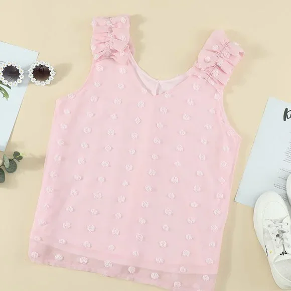 Tank Top Pink Ruffle Swiss Dot 2XL 18 - Picture 6 of 10